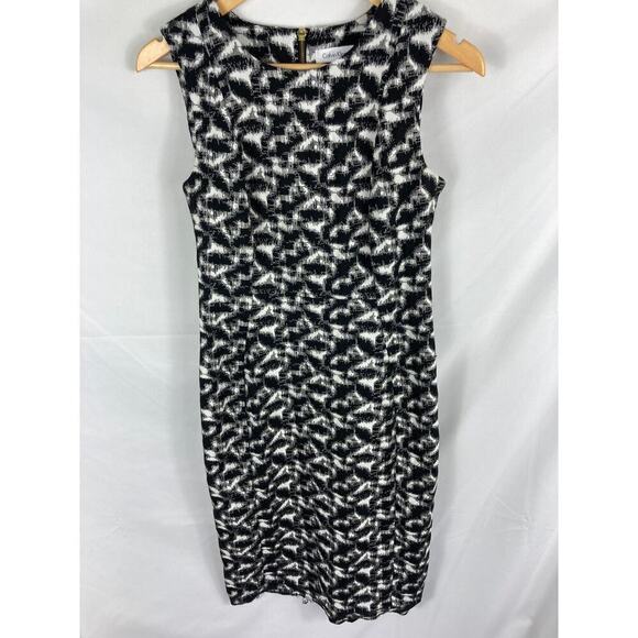 Calvin Klein Black White Sleeveless Dress Size 6 - Picture 1 of 5